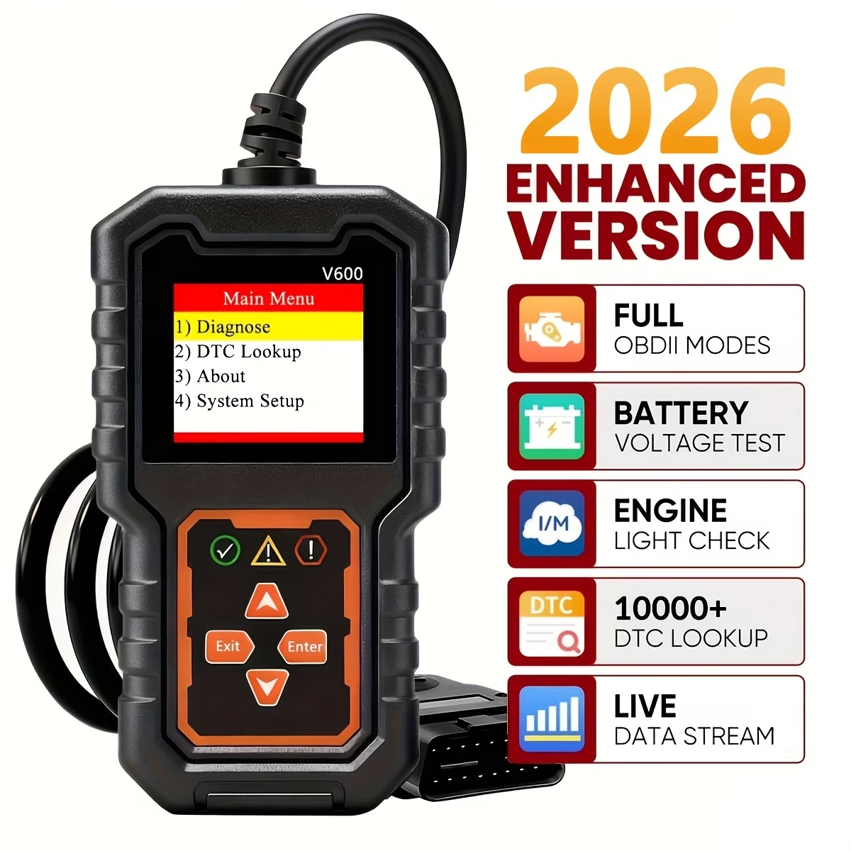 Health & Wellness Unlimited - Scanner Diagnostico V600 OBD2, Lettore di